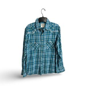 ARIAT Men's Long Sleeve Pearl Snap Western Plaid Shirt, Retro Fit, Medium